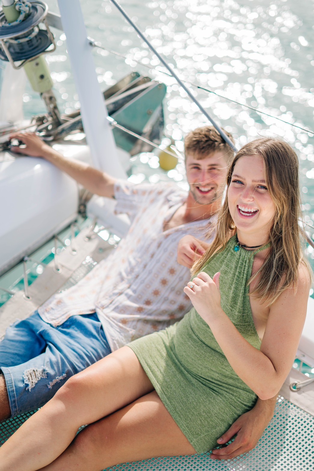 Couple onboard of Catamaran Scarlet luxury yacht trip in Koh Samui.