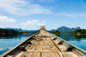 Long-tail boat on the Cheow Lan Lake (Rajjaprabha Dam).