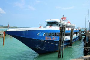 Songserm Royal Jet 5 ferry at Donsak Pier.